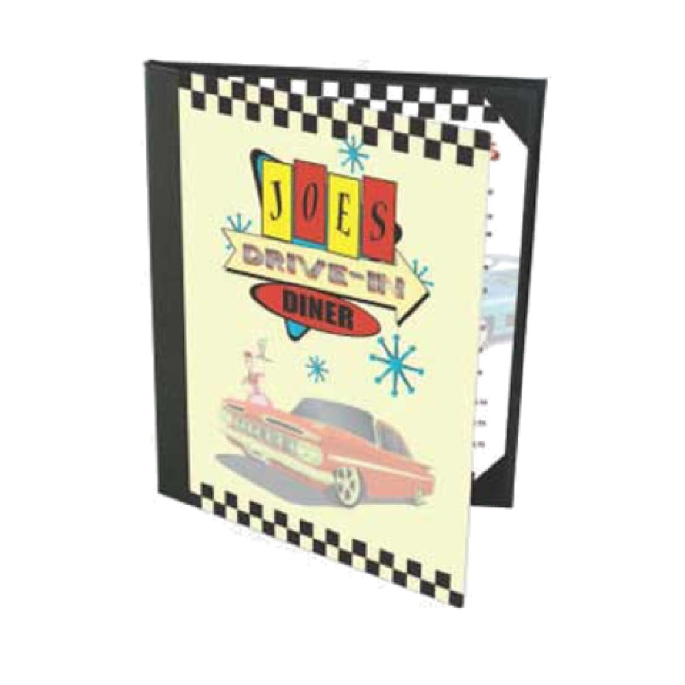 Menu Solutions PR40BA Menu Cover Holds 4-1/4" X 11" Inserts Triple Panel Booklet With 4 Views
