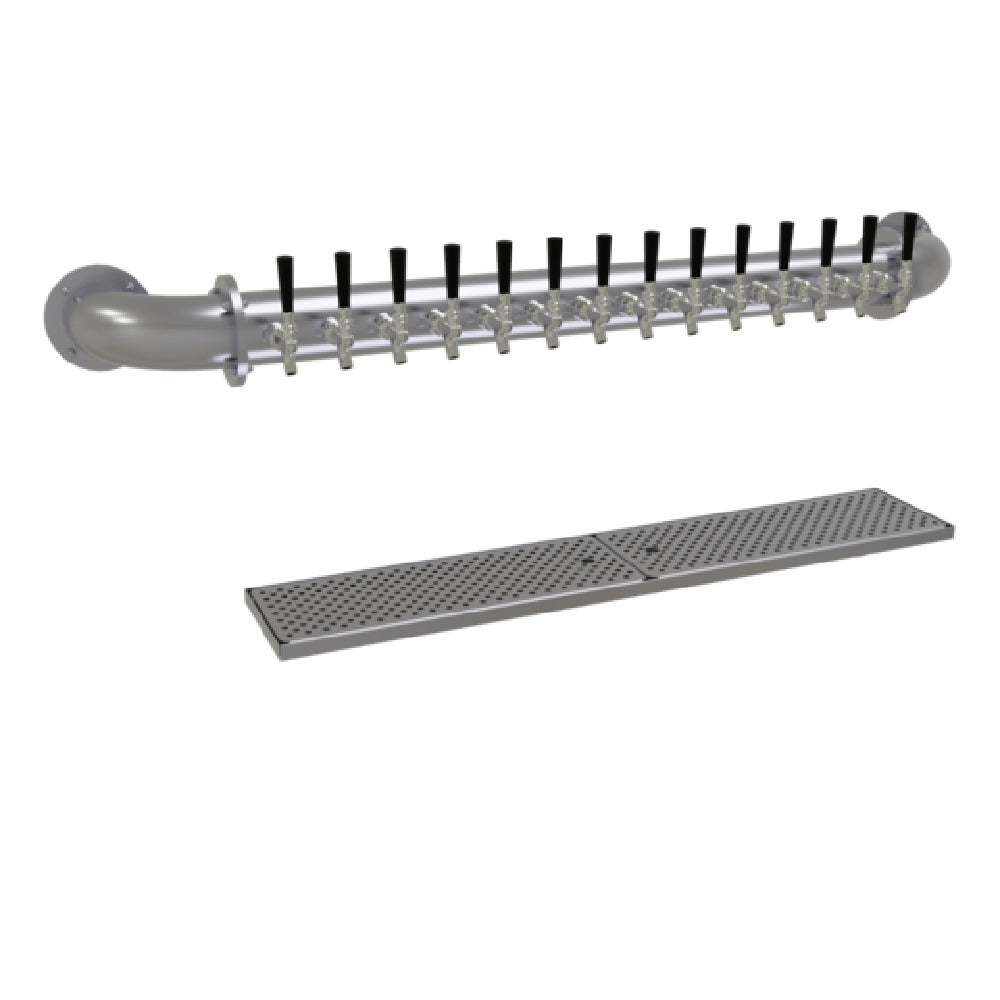 Glastender PW-14-SS Pipe Wall Draft Dispensing Tower Wall Mount (14) Stainless Steel Faucets (handles Not Included)