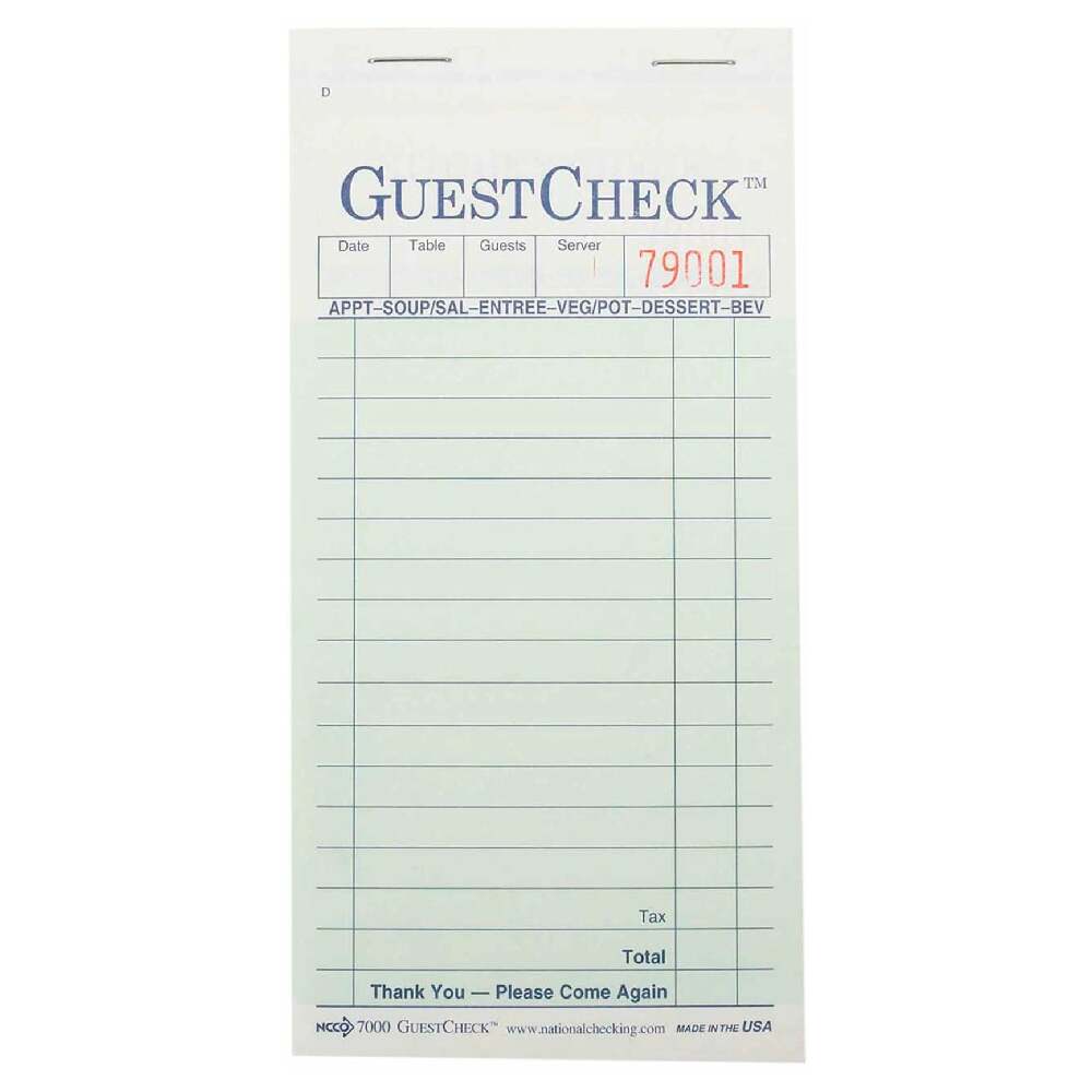 NatlChec G7000 - Guest Check, Carbonless Paper, 2-part