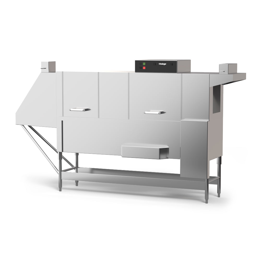 Insinger TRAC 321 RPW Specified Unit Will Be A Double Tank Tray Washer With Recirculating Pre-wash And Wash And A Fresh Water Final Rinse System. Features Include Color-coded Curtains