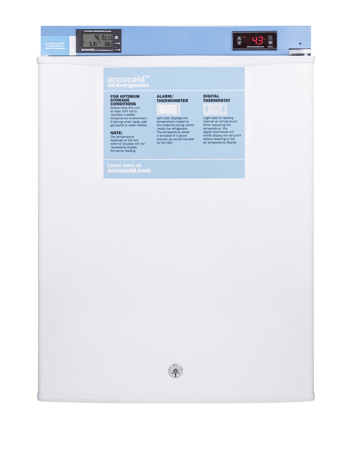 Summit FF28LWHMED2 Pharmaceutical Compact Refrigerator 18.5"W X 17.75"D X 26.63"H