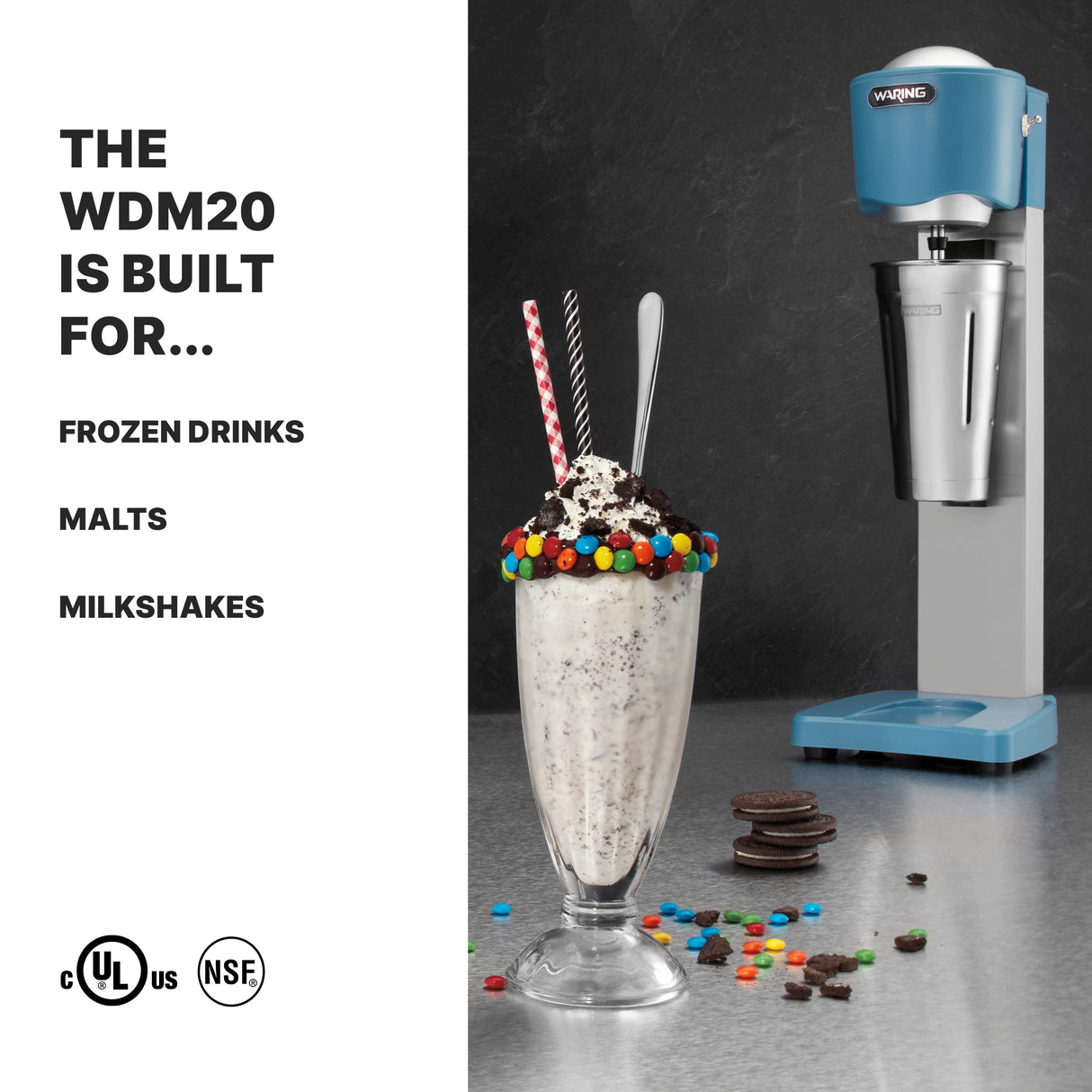 Waring WDM20 Light-Duty Single-Spindle Drink Mixer 9"W X 10-3/8"D X 22"H Manual (2) Speed Hi/low Toggle Switch - KitchenRestock.com