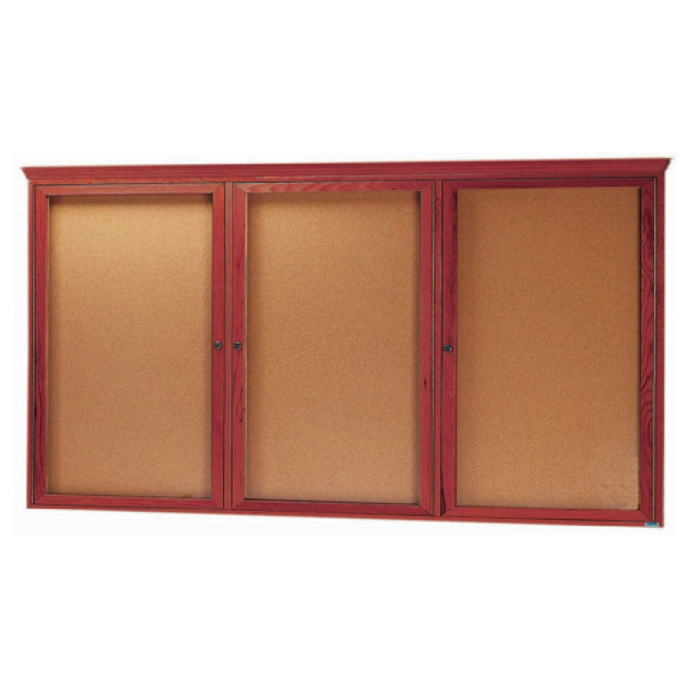 Aarco CBC3672-3R Red Oak Bulletin Board 72"W X 36"H Enclosed