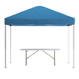 Flash Furniture JJ-GZ10183Z-BL-GG Otis Pop-up Canopy Tent And Folding Bench Set