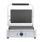 Empura Stainless E-SG-811 Single Grooved Commercial Panini Sandwich Grill Stainless Steel Construction