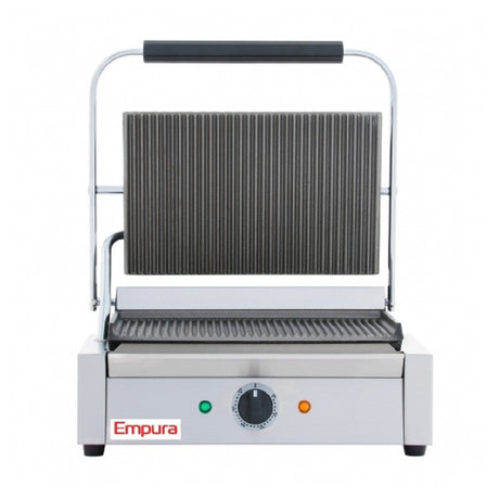 Empura Stainless E-SG-811 Single Grooved Commercial Panini Sandwich Grill Stainless Steel Construction