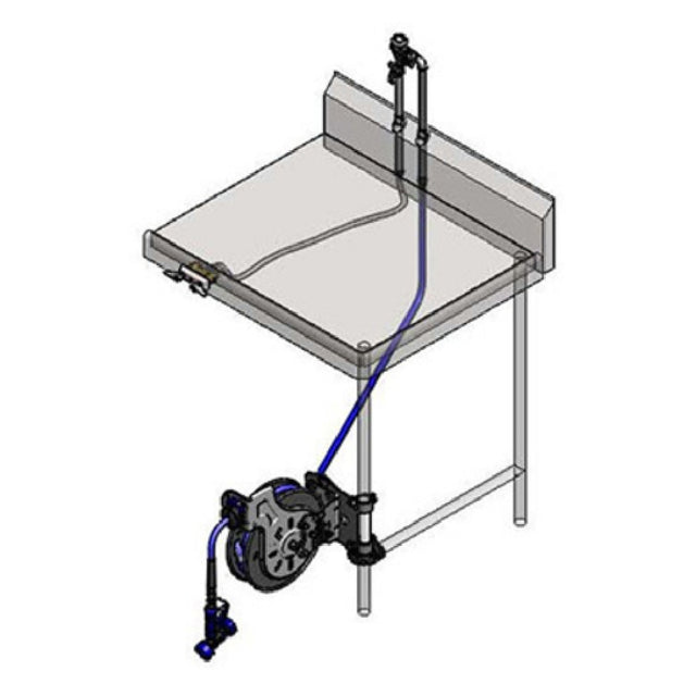 T&S Brass B-7132-U02TS3 Hose Reel Assembly Table-mount Open Stainless Steel Hose Reel With 3/8" X 35' Heavy-duty Non-marking Hose