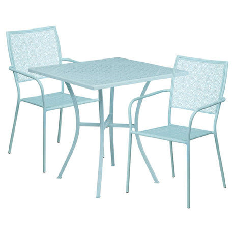 Flash Furniture CO-28SQ-02CHR2-SKY-GG Patio Table Set Includes (1) Table: 28"W X 28"D X 28-1/4"H