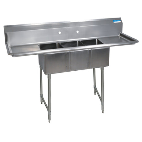 BK Resources BKS-3-1014-10-12TS Convenience Store Sink Three Compartment 54"W X 19-13/16"D X 39-3/4"H Overall Size