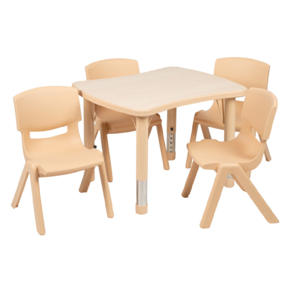 Flash Furniture YU-YCY-098-0034-RECT-TBL-NAT-GG Preschool Activity Table Set Includes (1) Table: 26-5/8"W X 21-7/8"D X 14-1/2" 23-3/4" Adjustable Height