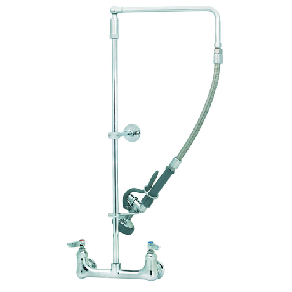 T&S Brass B-0131-CR-B EasyInstall Pre-Rinse Unit Wall Mount Mixing Faucet With 8" Adjustable Centers