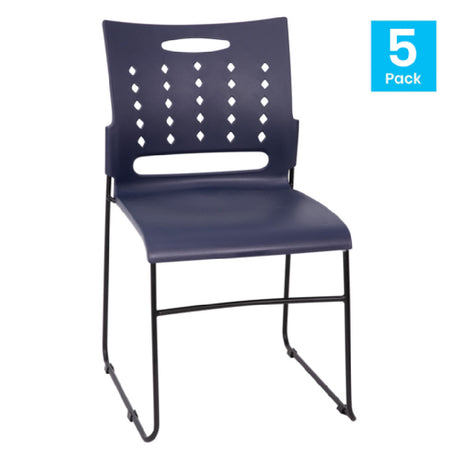 Flash Furniture 5-RUT-2-NVY-BK-GG Hercules Series Stacking Chair 881 Lb. Weight Capacity