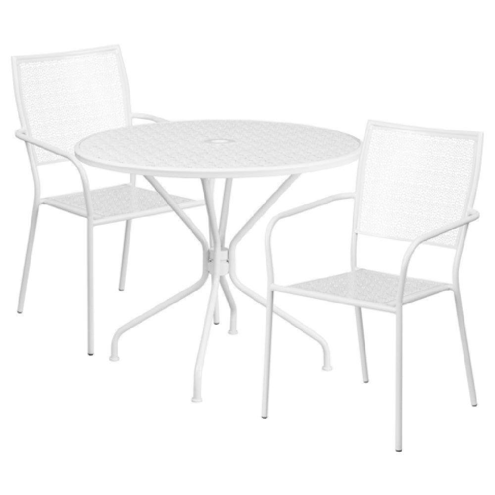 Flash Furniture CO-35RD-02CHR2-WH-GG Patio Table Set Includes (1) Table: 35-1/4" Dia. X 28-3/4"H