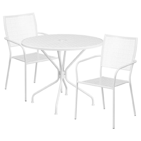 Flash Furniture CO-35RD-02CHR2-WH-GG Patio Table Set Includes (1) Table: 35-1/4" Dia. X 28-3/4"H