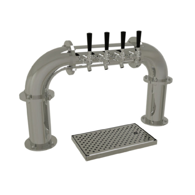 Glastender PP-4-MFR Pipe Pass-Thru Draft Dispensing Tower Countertop (4) Stainless Steel Faucets (handles Not Included)