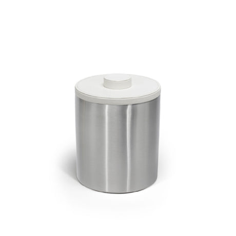 FOH RIB068BSS21 2qt Round Brushed Stainless Ice Bucket Silver With London White Lid