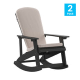 Flash Furniture 2-JJ-C14705-CSNCR-BK-GG Savannah Adirondack Rocking Chair All-weather Poly Resin Wood