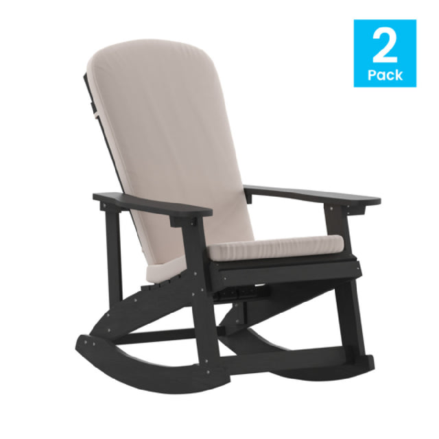 Flash Furniture 2-JJ-C14705-CSNCR-BK-GG Savannah Adirondack Rocking Chair All-weather Poly Resin Wood