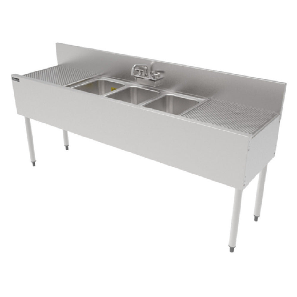 Perlick TS72M3-DB TS Series Underbar Multi-tank Sink Unit Three 18 Gauge Stainless Steel Compartment