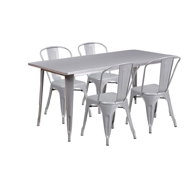 Flash Furniture ET-CT005-4-30-SIL-GG Table And Chair Set Includes (1) 63"W X 31-1/2"D X 29-1/2"H Table