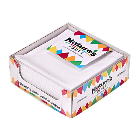 PacknWood 8NPSVC20WH - Cocktail Cotton Napkin, 7.87" X 7.87", Square