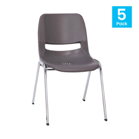 Flash Furniture 5-RUT-18-GY-CHR-GG Hercules Series Student Shell Stacking Chair