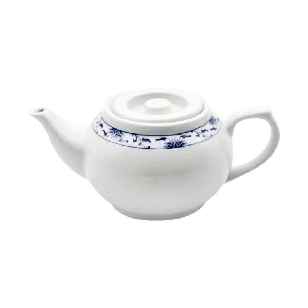 Cameo China 255-16PL Blue Lotus Tea Pot 32 Oz. (950 Ml) 5-3/4" X 8-5/8" X 3-5/8"H (14.5 Cm X 22 Cm X 9.3 Cm)