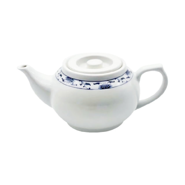 Cameo China 255-16PL Blue Lotus Tea Pot 32 Oz. (950 Ml) 5-3/4" X 8-5/8" X 3-5/8"H (14.5 Cm X 22 Cm X 9.3 Cm)