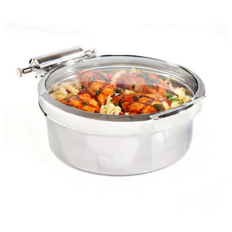 Steelite DW04WGH7SS Round Induction Chafer Full Glass Lid 4.0 Qt 16.0"W X 13.0"D X 6.0"H