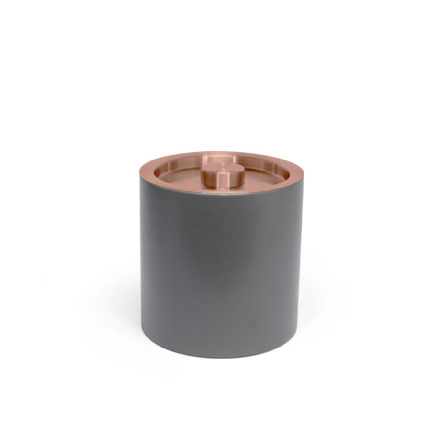 FOH RIB074GYL21 3.5qt Round London Ice Bucket Smoke With Rose Gold Lid Includes One RIB017GYL21-BTM 3.5qt Round London Ice Bucket Base Smoke