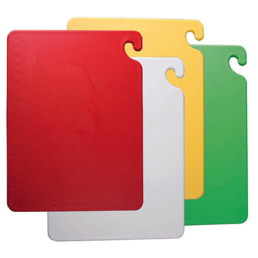 San Jamar CB1218QS Cut-N-Carry® Cutting Board Set Includes (4) 12" X 18" X 1/2" Boards (1 Each Yellow Red Green White)