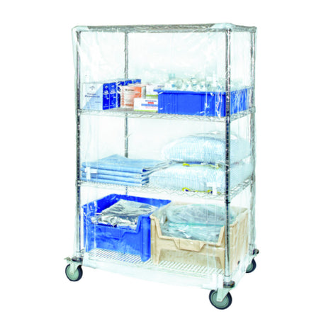 Quantum CC243663CVV Wire Cart Cover 24"D X 36"W X 63"H 10 Gauge Clear-vinyl With Velcro Flap (non-returnable) Item Does Not Qualify For Freight Program