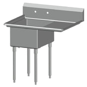 SPG 1N1620-RD24 - Universal Stainless Sink, One Compartment, 24" Right-hand Drainboard
