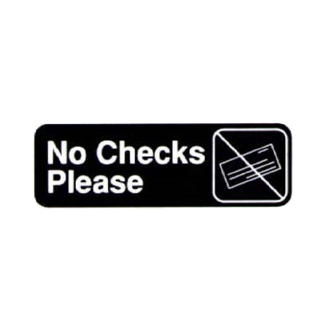 Vollrath 4520 No Checks Please Sign 3" X 9" White On Black