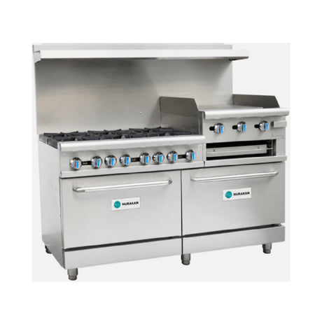 Hurakan By Equip.me HKN-XRFG60O6GB24W - Hurakan Gas Range With 24" Griddle (2x12,000 BTU)