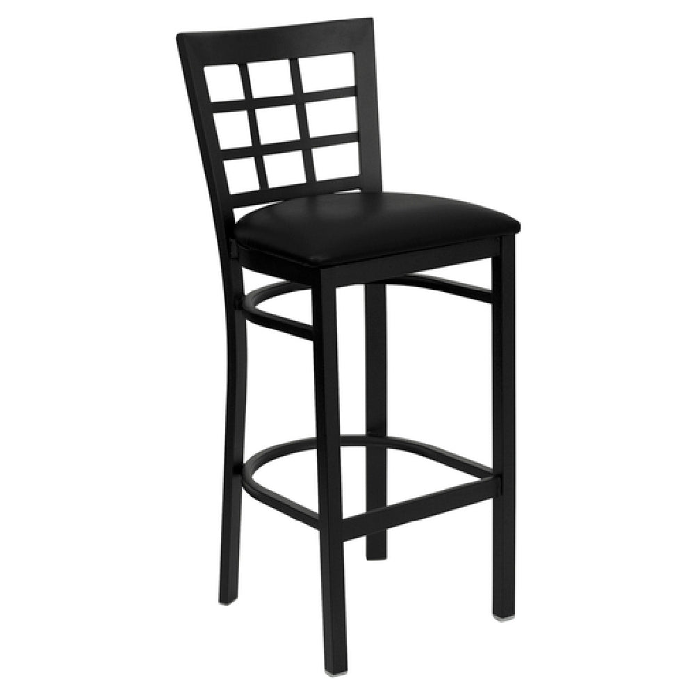 Flash Furniture XU-DG6R7BWIN-BAR-BLKV-GG Hercules Series Restaurant Bar Stool Metal Window Pane Back