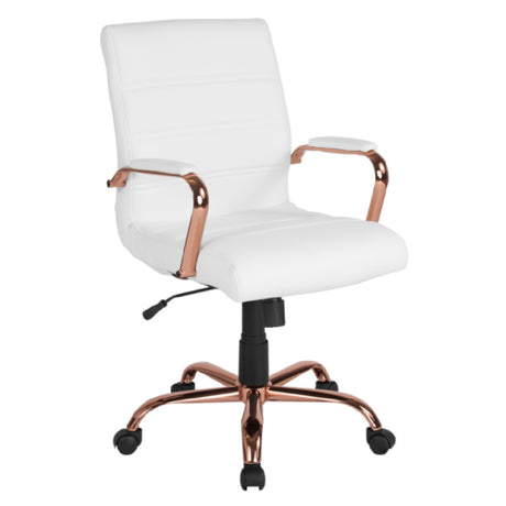 Flash Furniture GO-2286M-WH-RSGLD-GG Whitney Executive Swivel Office Chair 37" To 40-3/4" Adjustable Height