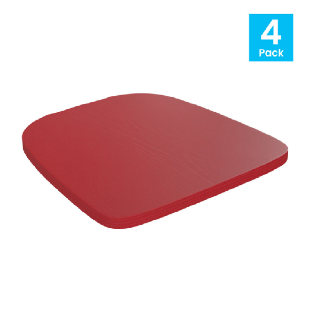 Flash Furniture 4-JJ-SEA-PL01-RED-GG Perry Chair Poly Resin Wood Seat With Rounded Edges