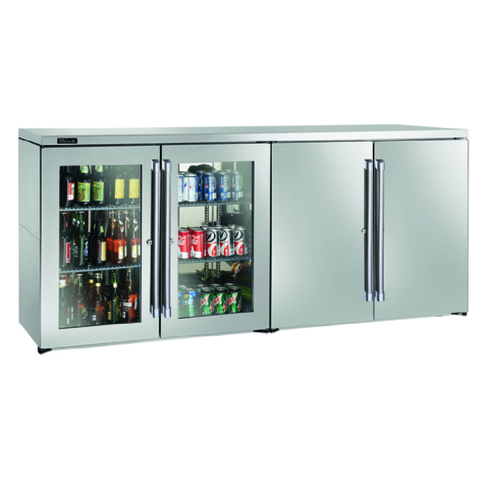 Perlick BBRN80 Narrow Door Refrigerated Back Bar Cabinet Four-section 80"W