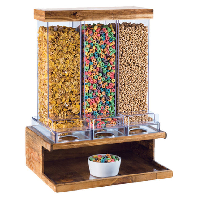 Cal Mil 3434-99 Madera Cereal Dispenser 18"W X 14-1/2"D X 24"H (3) 9.8L Capacity Bins