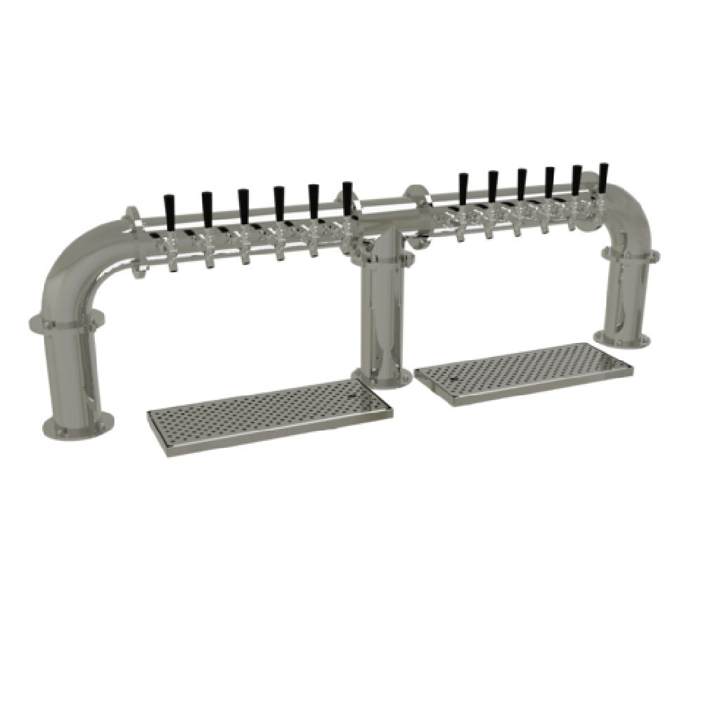 Glastender PB-12-MFR Pipe Bridge Draft Dispensing Tower Countertop (12) Stainless Steel Faucets (handles Not Included)