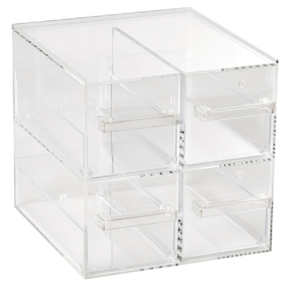 Vollrath SBB2X2 Cubic Acrylic Display System 20"W X 14"D X 7-3/8"H 2 X 2 Clear Acrylic Display Bin With (4) Drawers