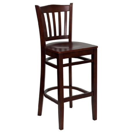 Flash Furniture XU-DGW0008BARVRT-MAH-GG Hercules Series Restaurant Bar Stool Vertical Wood Slat Back