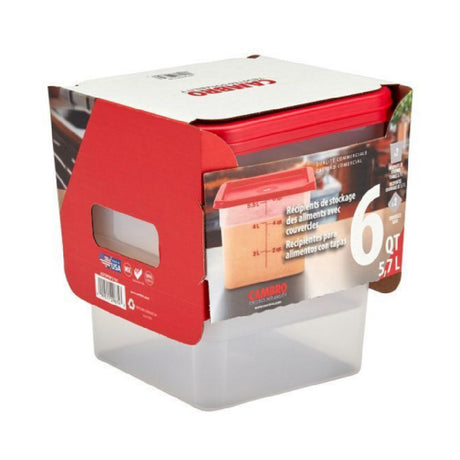 Cambro 6SFSPPRP2190 - Multi Pack Translucent Container And Lid, 6 Qt. Capacity, Square