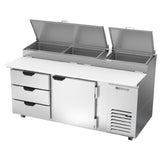 Beverage Air DPD72HC-3 Pizza Top Refrigerated Counter Two-section 72"W