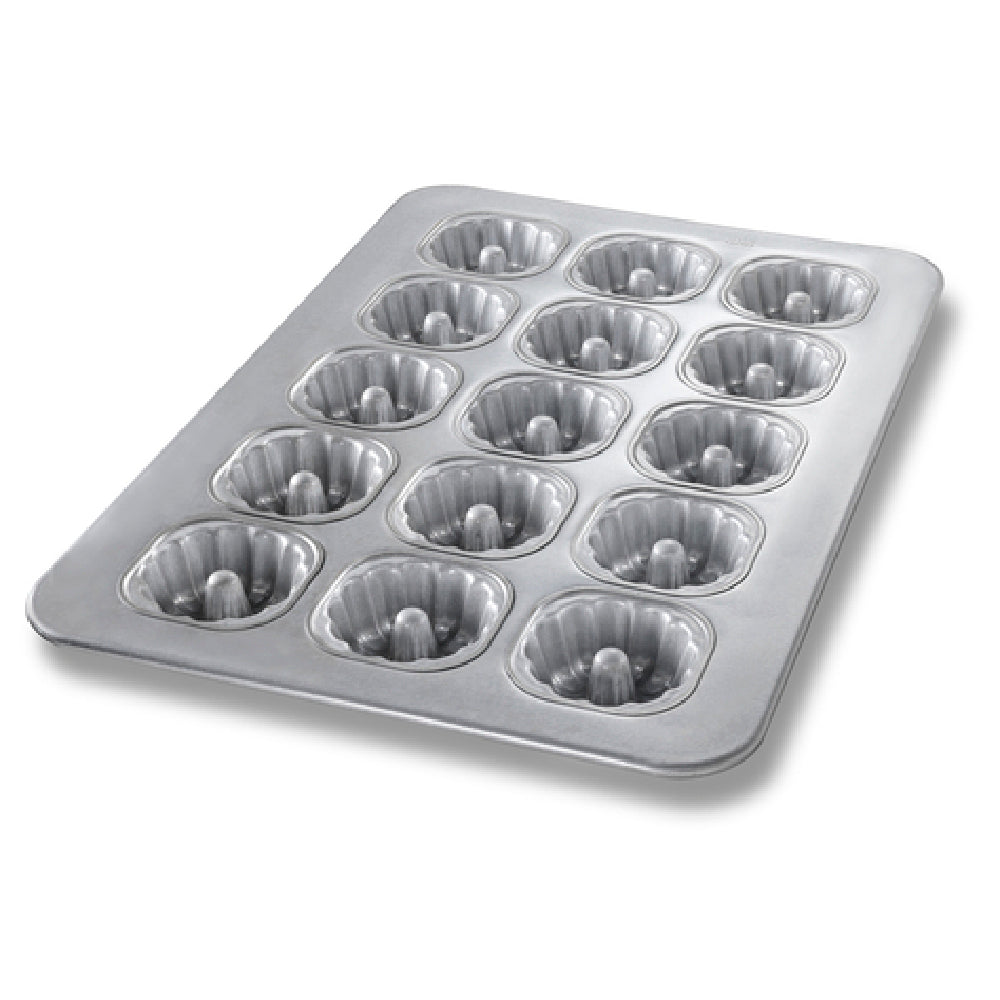 Chicago Metallic 43055 Mini Fluted Tube Cake Pan 17-7/8" X 25-7/8" Overall Makes (15) 3-15/16" Dia. Cakes