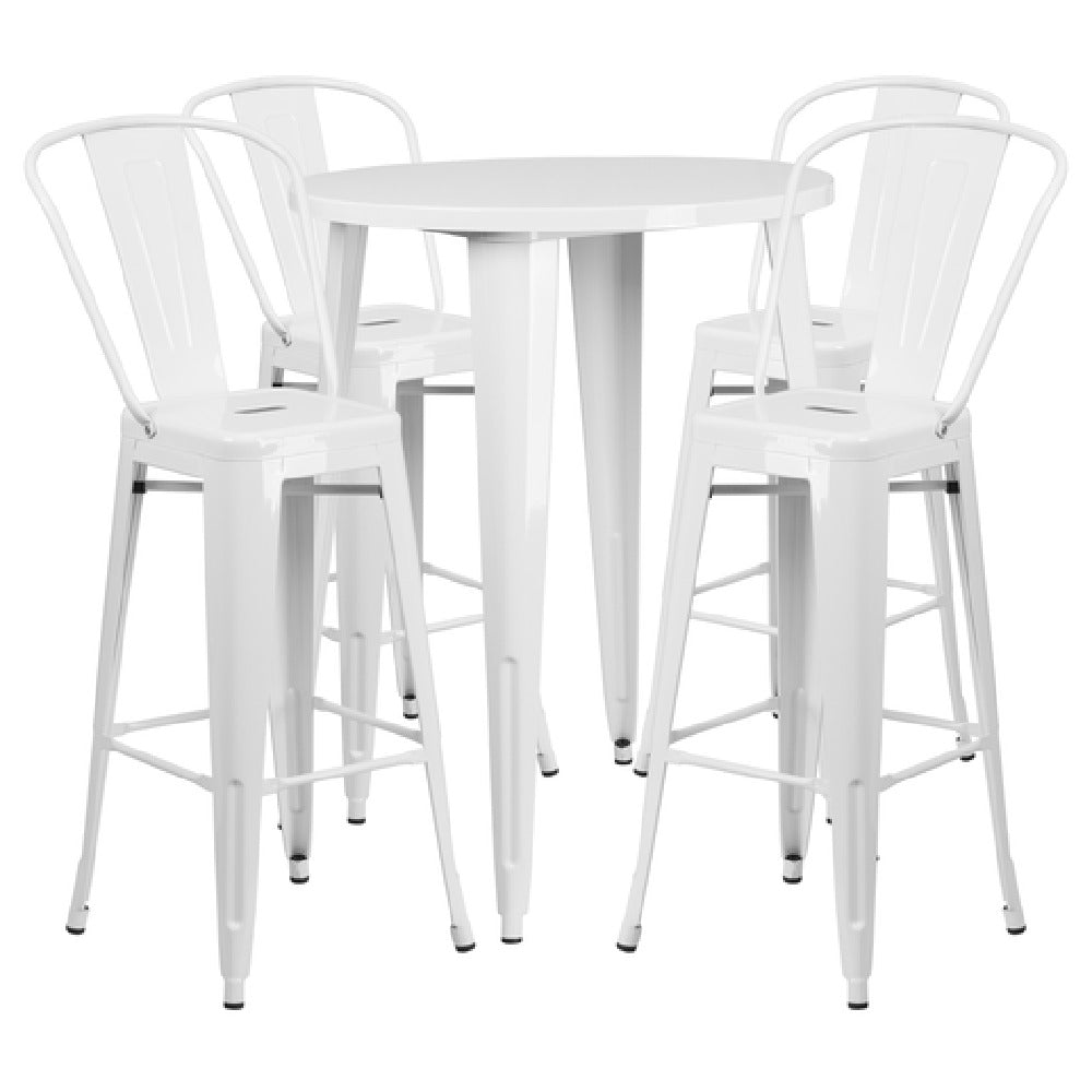 Flash Furniture CH-51090BH-4-30CAFE-WH-GG Table And Bar Stool Set Includes (1) 30" Dia. X 41"H Table