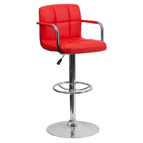 Flash Furniture CH-102029-RED-GG Swivel Bar Stool With Arms Adjustable Height