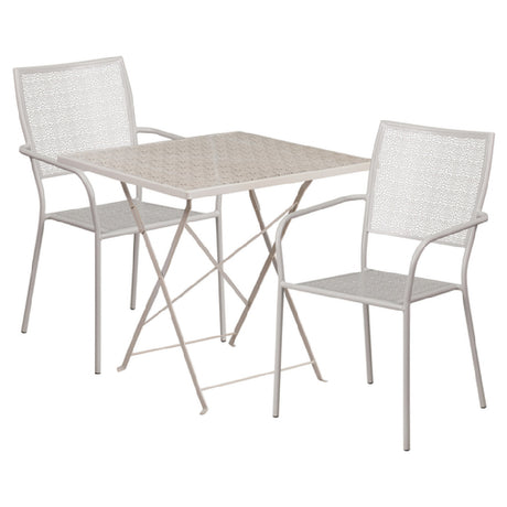 Flash Furniture CO-28SQF-02CHR2-SIL-GG Patio Table Set Includes (1) Folding Table: 28"W X 28"D X 28-1/4"H