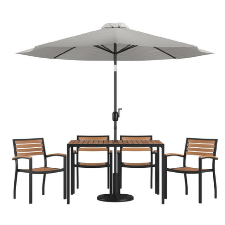 Flash Furniture XU-DG-304860064-UB19BGY-GG Patio Dining Table Set Includes (1) 48"W X 30"D Rectangular Table